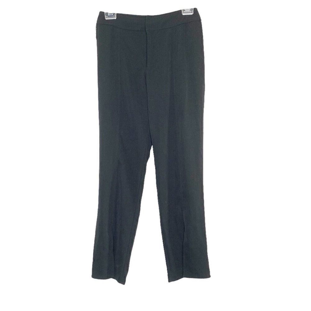 Something Navy Womens Black Front Seam Straight Leg Ankle Slit Cropped Pant Sz 2 - Picture 2 of 11